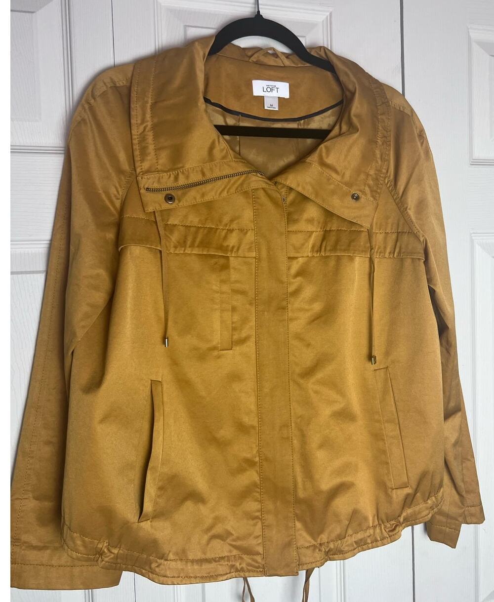 LOFT Women's Swing Jacket Long Sleeve Full Zip Mustard Gold Size Medium
